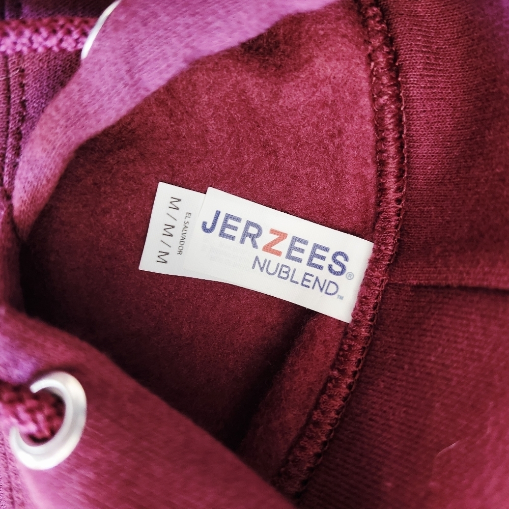 Jerzees Nublend Burgundy Hoodie Size MEDIUM - Picture 3 of 3